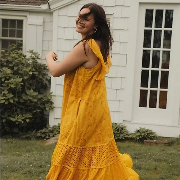 Anthropologie Payal Jain Fallon Eyelet Maxi Dress in White - Picture 7 of 13